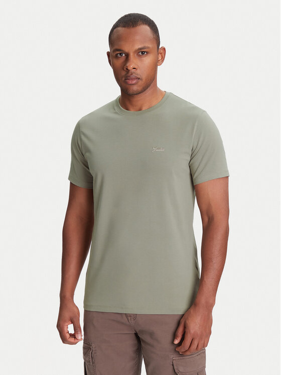 Guess Guess Marškinėliai M4GI70 KC9X0 Chaki Slim Fit