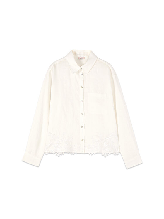 Oltre Oltre Koszula 5041J000865N0S1 Biały Boxy Fit