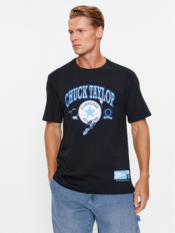 Converse Converse Marškinėliai Chuck Retro Ct Collegiate Ss Tee 10025293-A01 Juoda Regular Fit