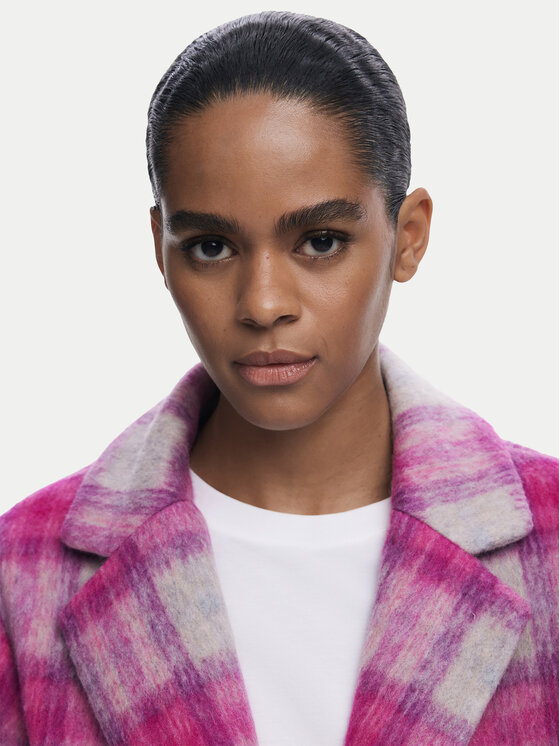 Desigual Desigual Vilnonis paltas Pinkcheck 25WWEW15 Rožinė Regular Fit