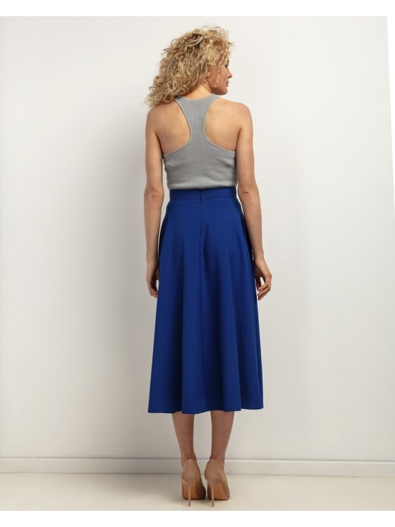 Tessita Tessita Spódnica midi SPÓDNICA_T440 _4_M Niebieski Flared Fit