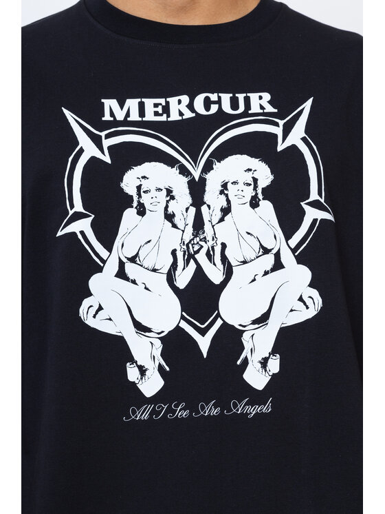 Mercur Mercur T-Shirt Angels Czarny Comfortable Fit