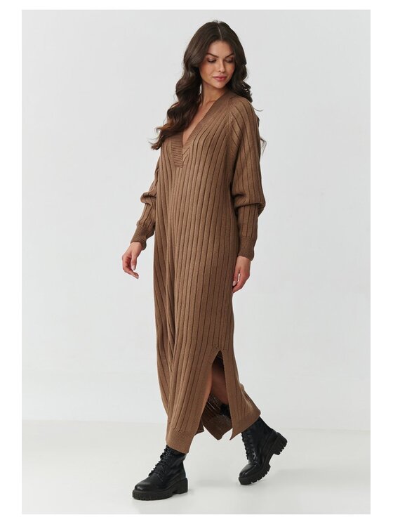 Makadamia Makadamia Sweter S161 Brązowy A-Line Fit