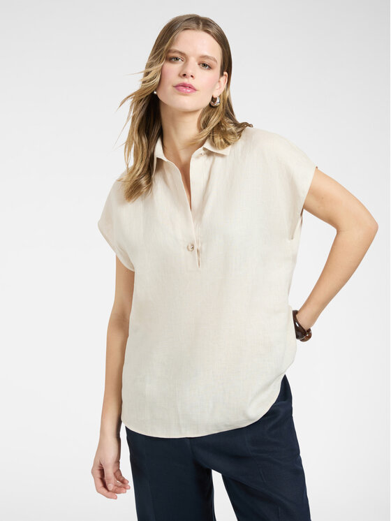 Elena Mirò Elena Mirò Bluzka 2026Z000076N002 Kremowy Regular Fit