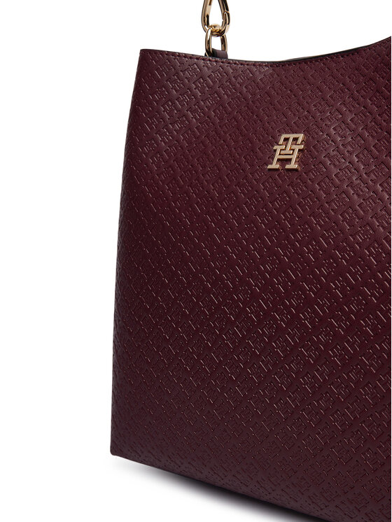 Tommy Hilfiger Tommy Hilfiger Soma Th Icon Shoulder Bag Mono AW0AW19000 Bordo