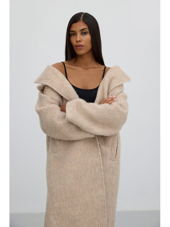 Estro Estro Παλτό ER00115601 Μπεζ Loose Fit