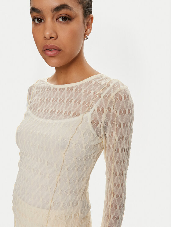 Gestuz Gestuz Bluse Lica 10909128 Écru Slim Fit