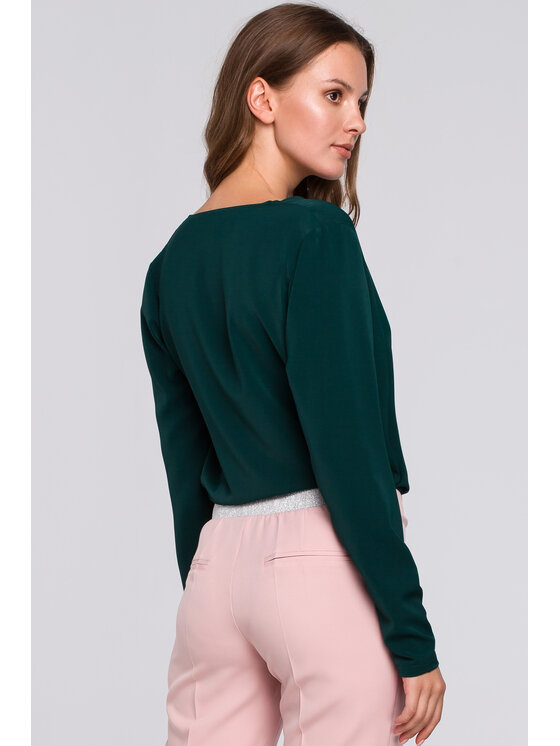 Makover Makover Bluzka K037 Zielony Regular Fit