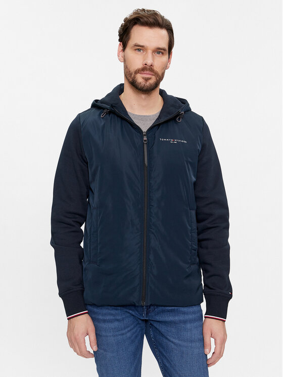 Tommy Hilfiger Mikina Mix Media MW0MW34253 Tmavomodrá Regular Fit