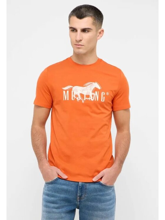 Mustang Mustang T-Shirt Style Austin Pomarańczowy Regular Fit