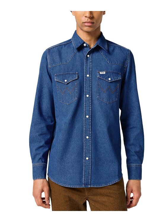 Wrangler Wrangler camicia di jeans 112357192 Blu scuro Regular Fit