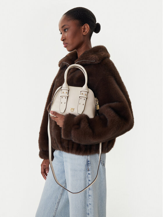 PINKO PINKO Ročna torba Bowling Bag Zip Mini AI 25-26 PLTT 105333 A0QO Écru