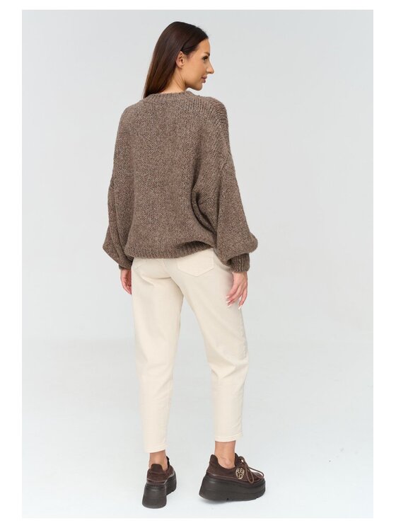 Makadamia Makadamia Sweter C83 Brązowy Loose Fit