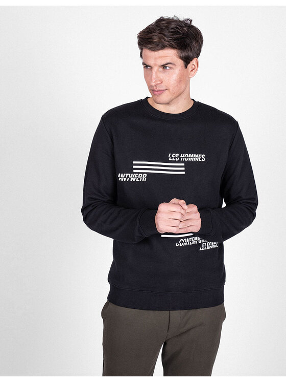 Les Hommes Les Hommes Μπλούζα LJH202-757P | Sweatshirt Μαύρο Regular Fit