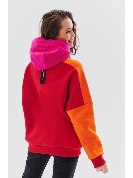 NAOKO NAOKO Mikina Sunset Stardust Červená Oversize