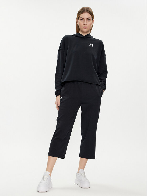 Under Armour Under Armour Majica dugih rukava Ua Rival Terry Os Hoodie 1382736-001 Crna Loose Fit