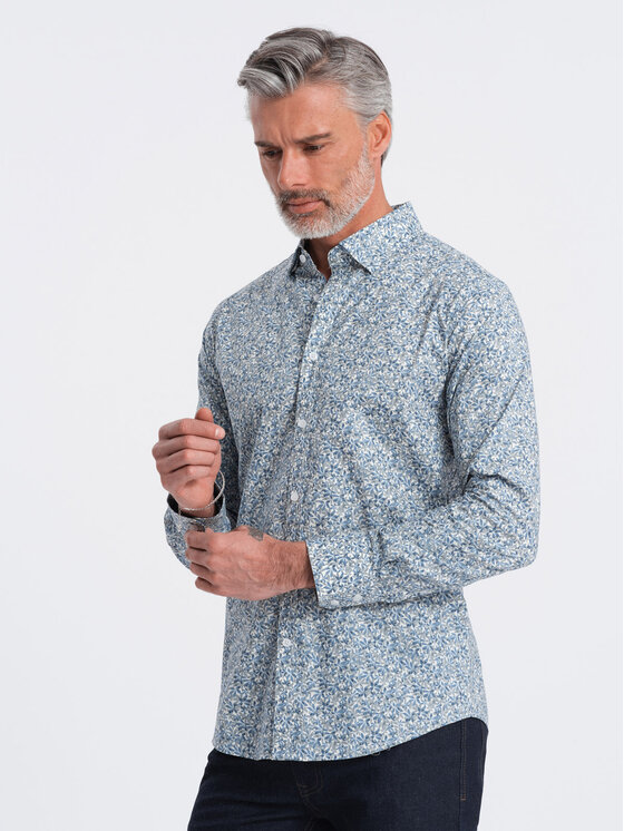 Ombre Ombre Košile OM-SHPS-0163 Šedá Slim Fit
