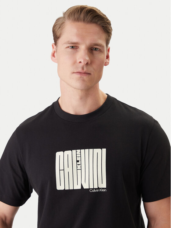 Calvin Klein Calvin Klein Tricou Maze Graphic LV04RE832G Negru Regular Fit