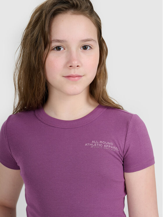 4F 4F T-Shirt BASIC+ Fioletowy Slim Fit