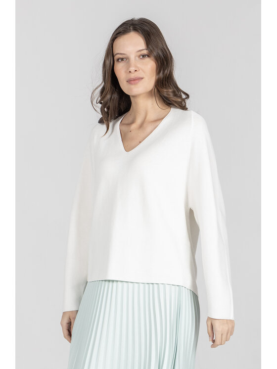 Deni Cler Milano Deni Cler Milano Sweter T-DC-S404-F2-10-10-1 Biały Oversize