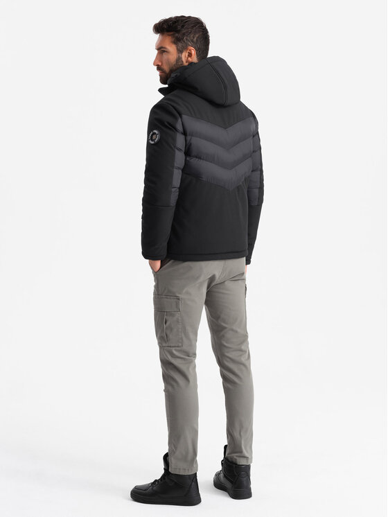 Ombre Ombre Kurtka puchowa OM-JALP-0172 Czarny Regular Fit