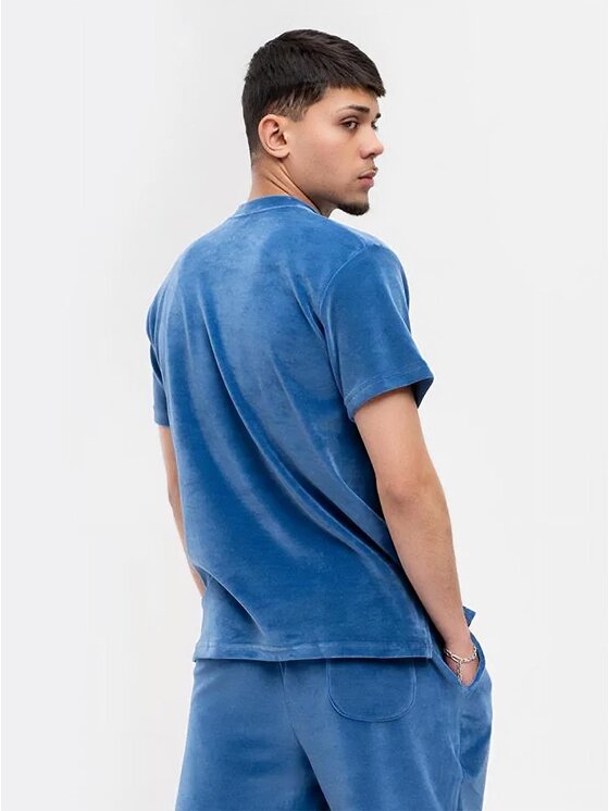 Jigga Wear Jigga Wear T-Shirt Koszulka Z Krótkim Rękawem Welurowa Męska Niebieska Jigga Classic Velour M Niebieski Regular Fit