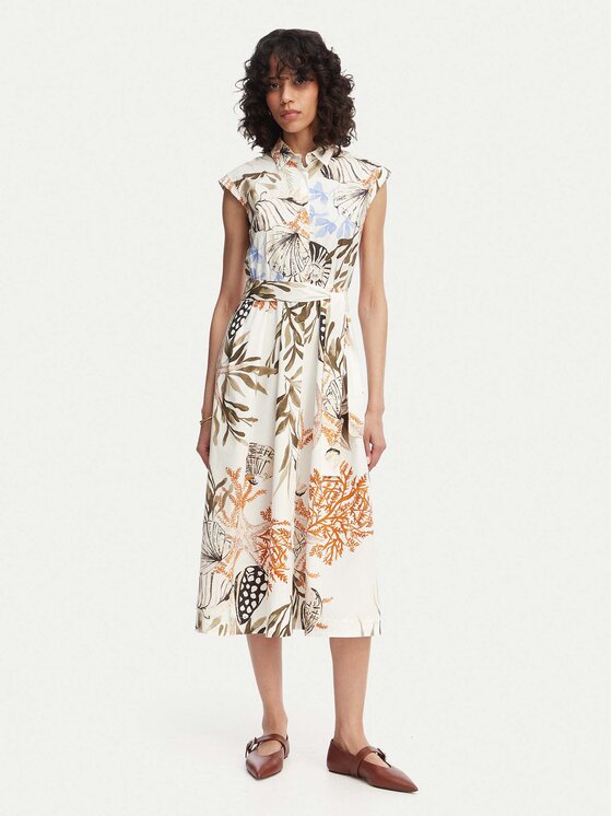 Marella Marella Krekla kleita Padana 2613221202 Balts Regular Fit