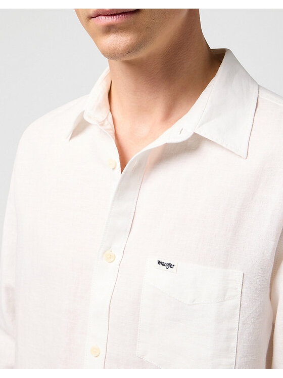 Wrangler Wrangler Koszula LS 1 PKT SHIRT Biały Regular Fit