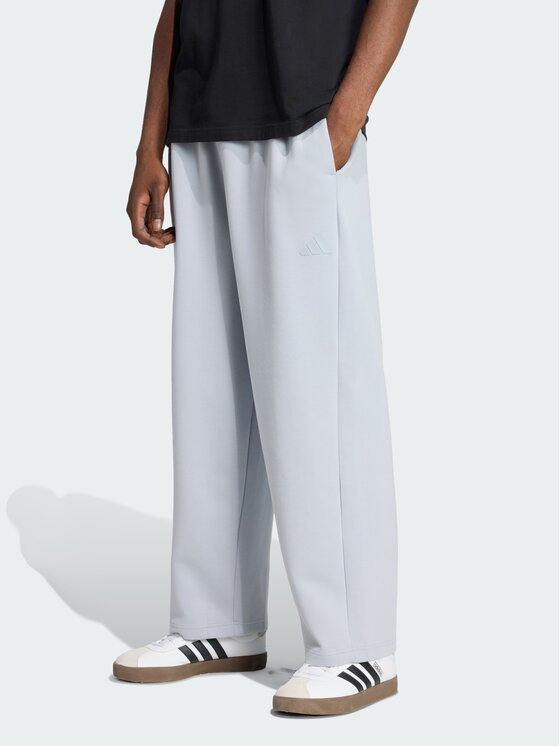 adidas adidas Spodnie materiałowe Soft Lux Straight Szary Loose Fit