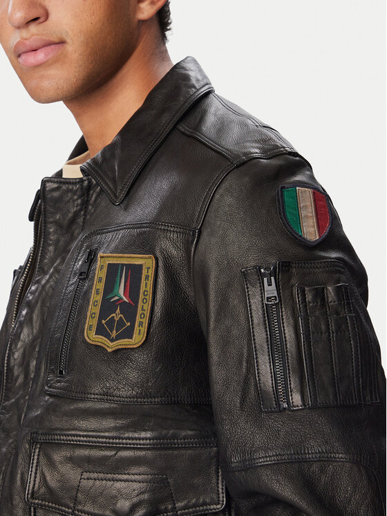 Aeronautica Militare Aeronautica Militare Μπουφάν δερμάτινο 262PN0846U100839 Μαύρο Regular Fit