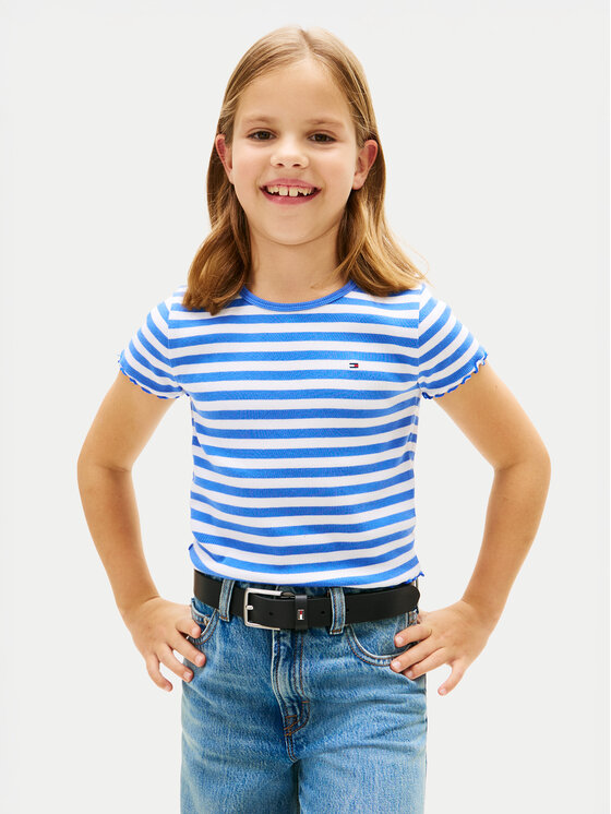 Tommy Hilfiger Tricou KG0KG08590 Albastru Slim Fit