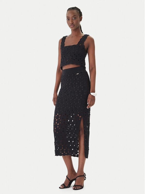 Fracomina Fracomina Midi szoknya FR26SG4008K488R6 Fekete Slim Fit