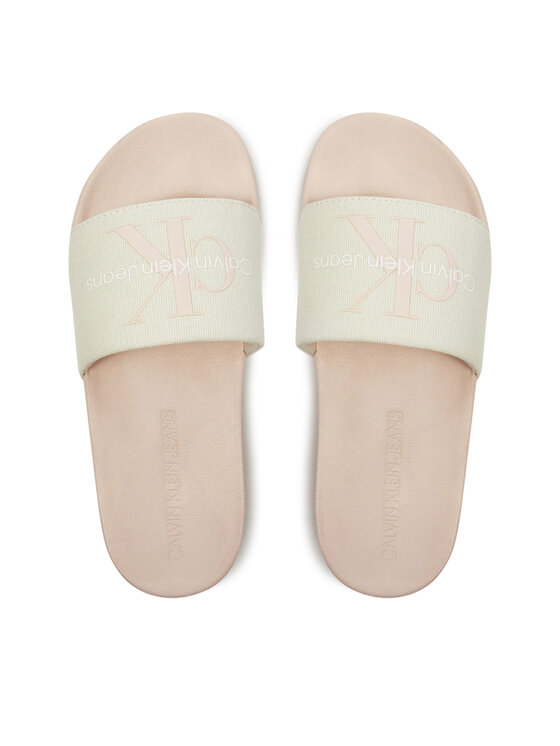 Calvin Klein Jeans Calvin Klein Jeans Şlapi Slide Monogram Co YW0YW00103 Écru