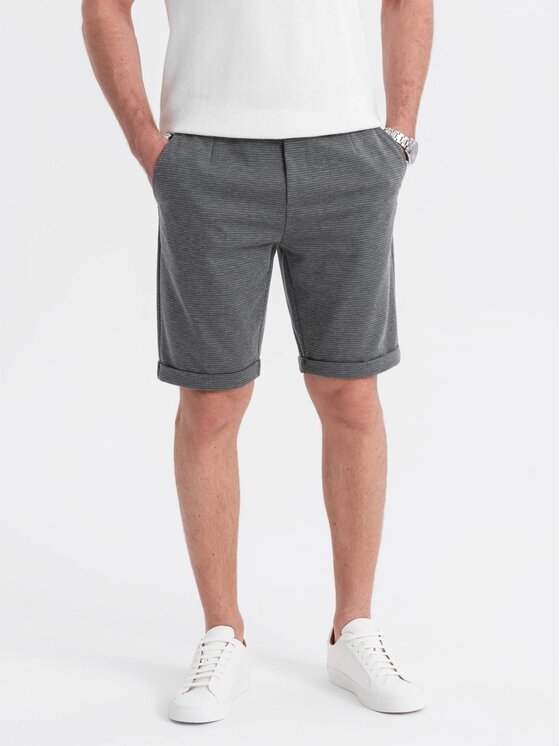 Ombre Ombre Szorty materiałowe OM-SRCS-0177 Szary Regular Fit