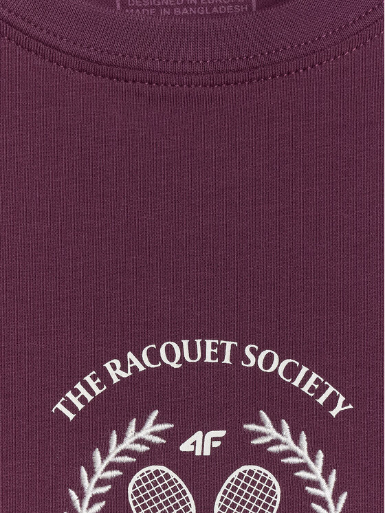 4F 4F T-Shirt SPORTS CLUB Bordowy Slim Fit