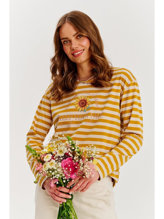 NAOKO NAOKO S dlhými rukávmi Sunflower State of Mind Žltá Regular Fit