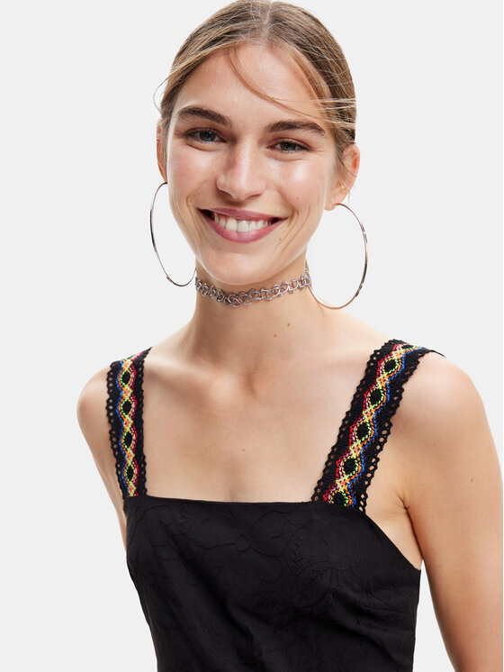 Desigual Desigual Sukienka letnia 23SWVW66 Czarny Regular Fit