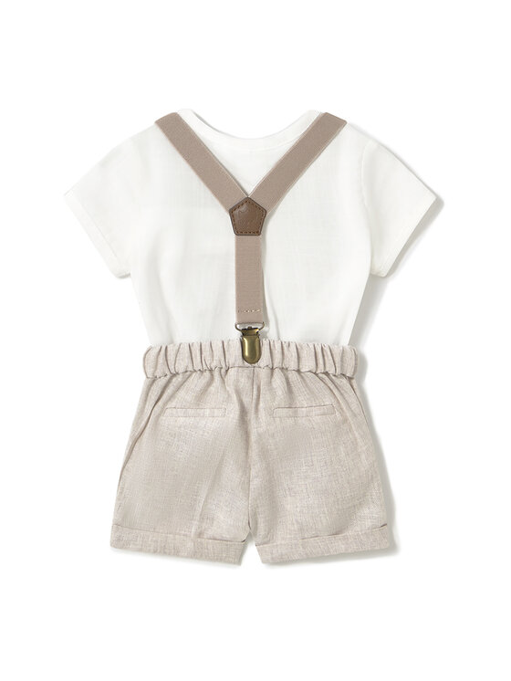 Mayoral Mayoral Completo camicia e pantaloncini 1215 Beige Regular Fit