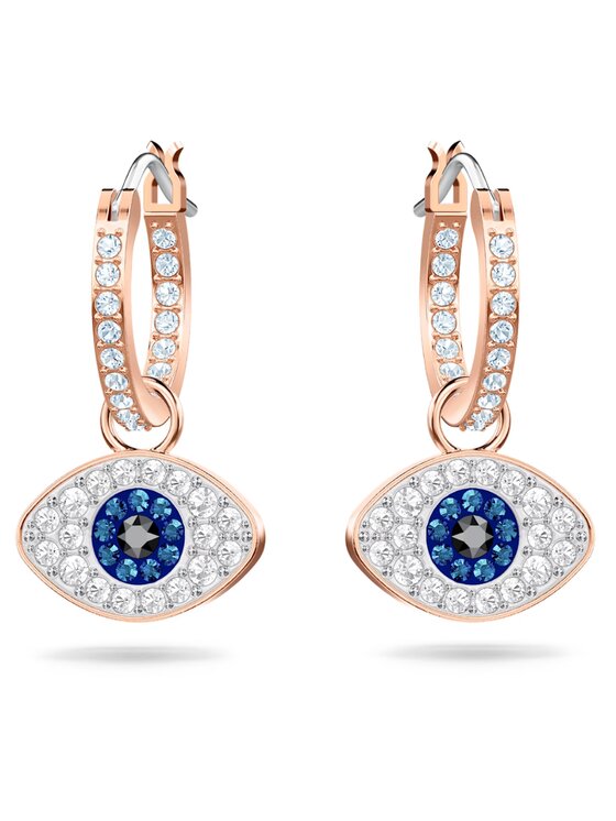 Swarovski Swarovski Kolczyki Duo Pierced Earrings Hoop Evil Eye 5425857 Różowe złoto