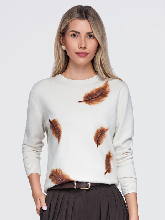 Ombre Ombre Sweter OW-SW-E0027 Beżowy Regular Fit