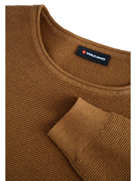 Volcano Volcano Sweter S-BRADY Brązowy Regular Fit