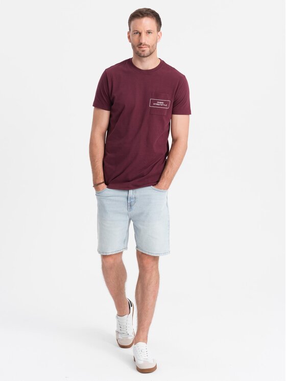 Ombre Ombre T-Shirt OM-TSCT-0108 Bordó Regular Fit