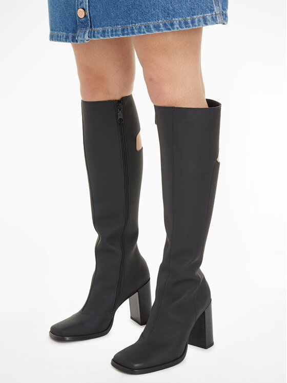 Calvin Klein Jeans Calvin Klein Jeans Zimske čizme Long Heel Zip Boot Cut Out Edgy YW0YW01253 Crna