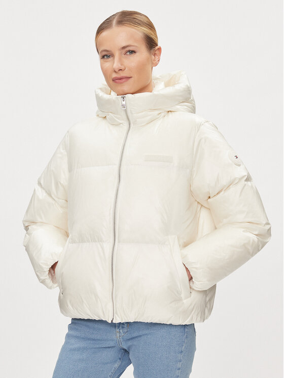 Tommy Hilfiger Tommy Hilfiger Pehelykabát New York Gloss WW0WW40836 Ekru Relaxed Fit
