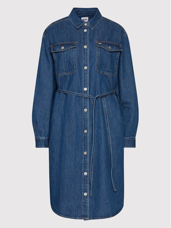 Tommy Jeans Tommy Jeans Дънкова рокля DW0DW13835 Син Regular Fit