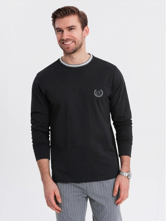 Ombre Ombre S dlouhým rukávem OM-LSCL-0128 Černá Regular Fit