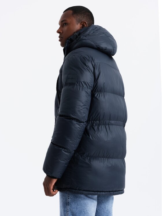 Ombre Ombre Kurtka zimowa OM-JALJ-0186 Granatowy Regular Fit