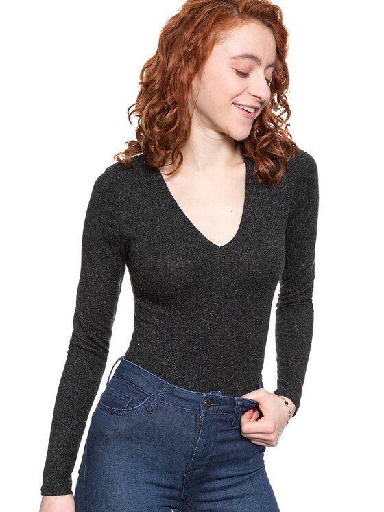 Lee Lee Sweter V-NECK BODY Szary Slim Fit