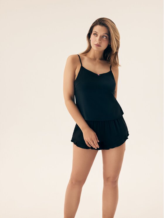 Esotiq Esotiq Piżama 42572 Czarny Regular Fit