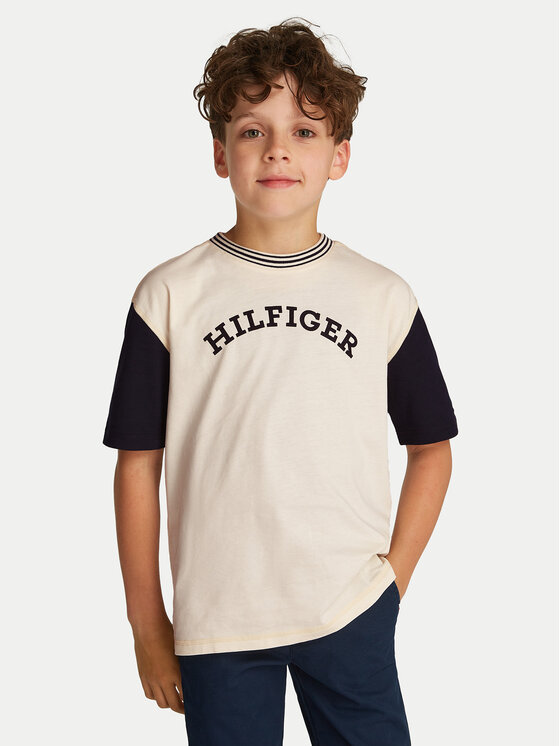 Tommy Hilfiger Tricou Monotype Graphic KB0KB09360 Bej Regular Fit